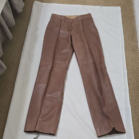 St. John Collection Pants - St John Collection Tan Leather Trousers 2